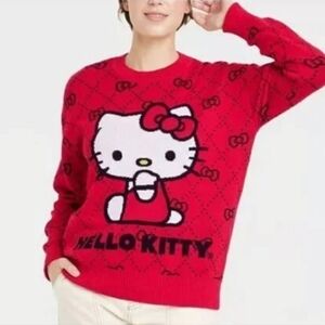 Hello Kitty Grapic Crew Neck Red Women's Red Sweather Size XXL